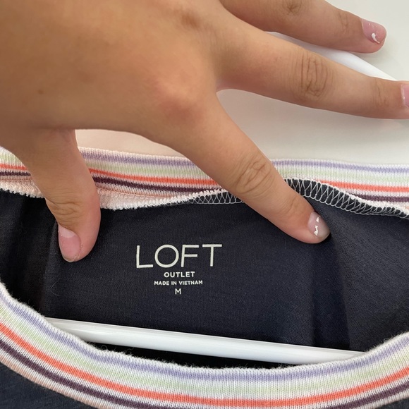 DARK GREY TEE WITH STRIPES- FROM LOFT - Picture 6 of 8